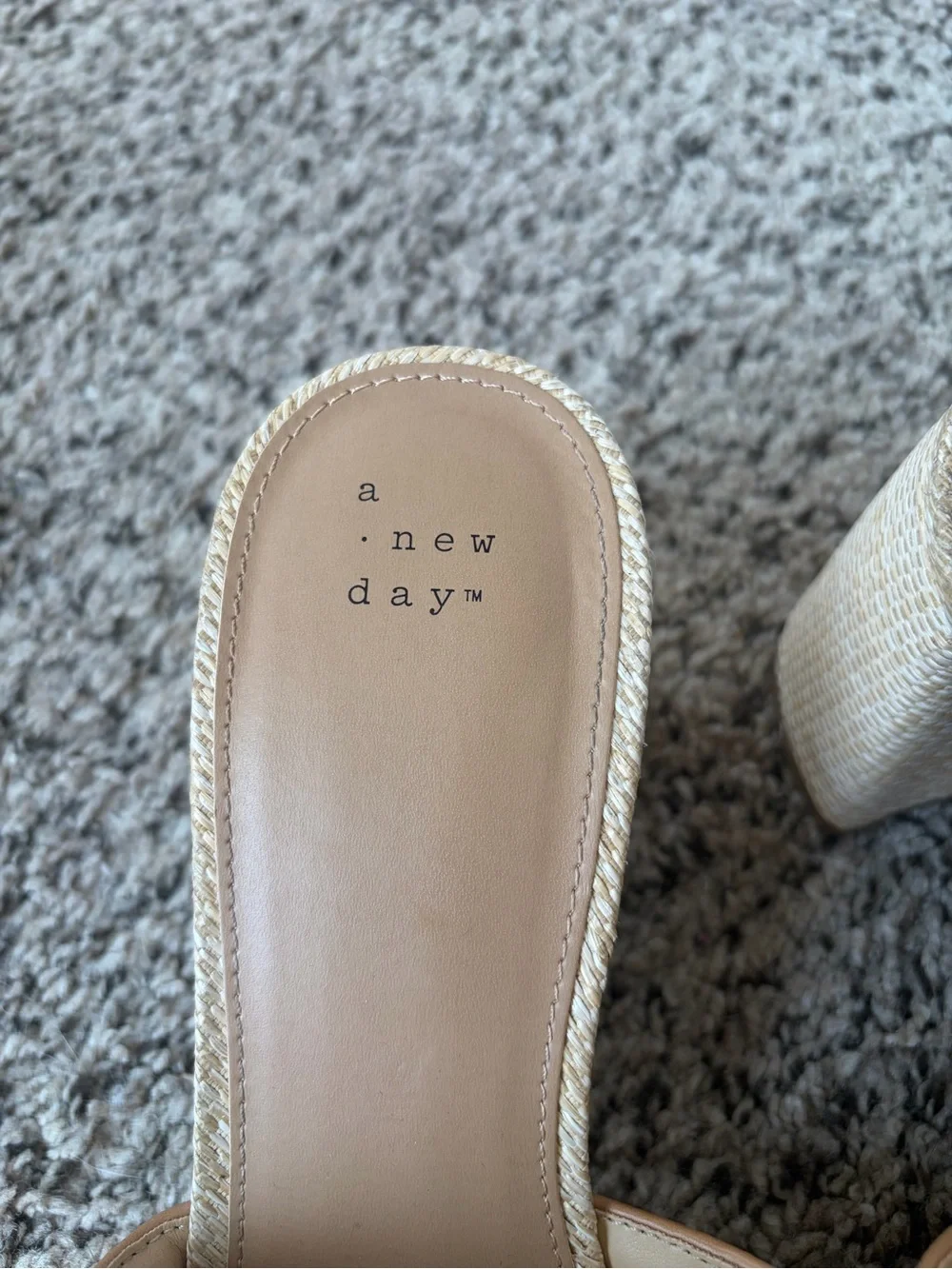 a new day Neutral Raffia Slide Heels with Gold Accent